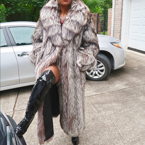 Fab amazing  full length silver fox fur coat s-m - Picture 3 of 8